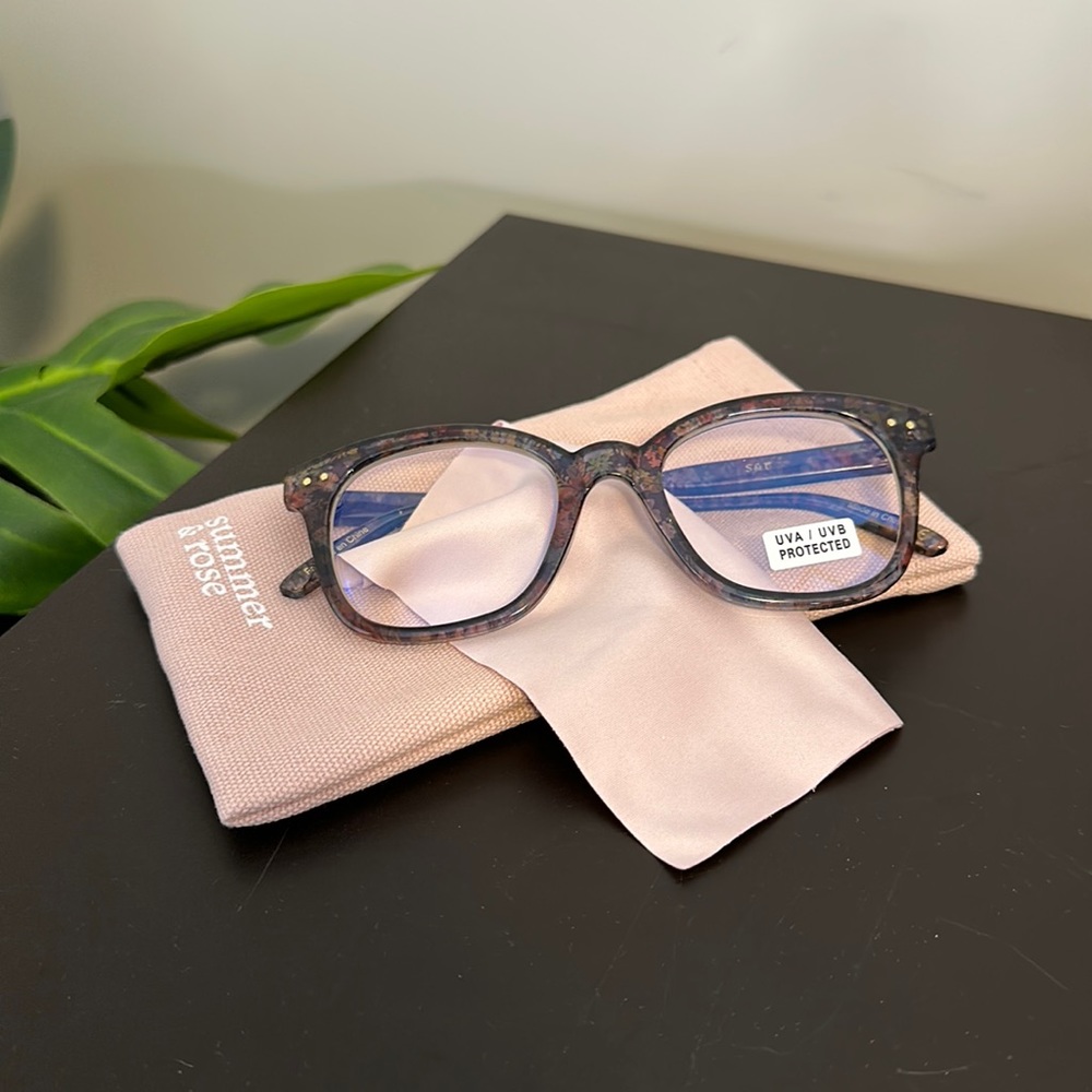 Summer & Rose Blue Blocker Floral Frame Glasses